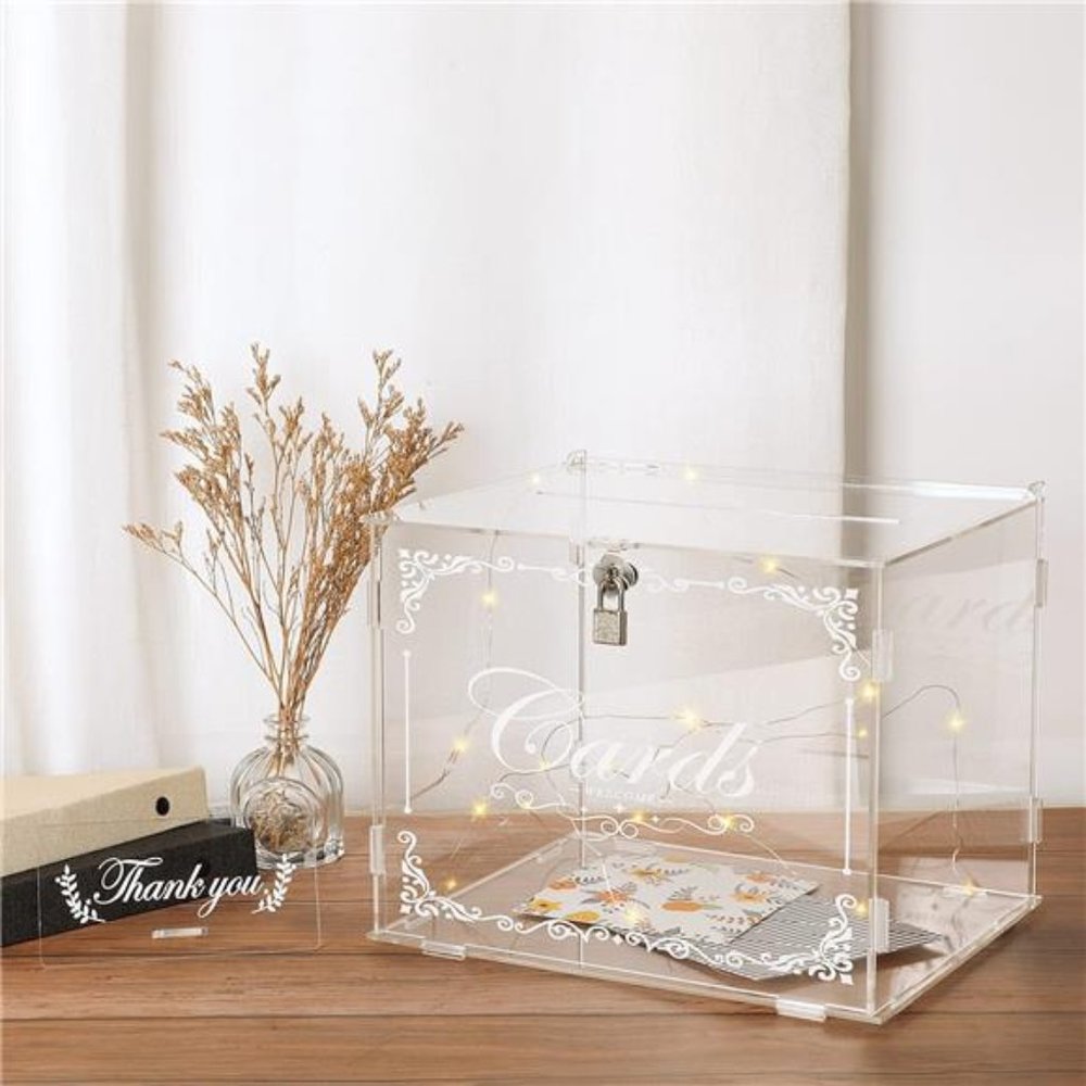 Acrylic Wedding Card Box Money Post Gift Box Holder, Clear Card Box Large Letter